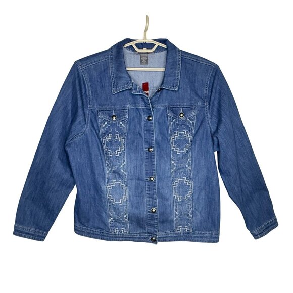 Avenue Denim Jacket w/Embroidered Southwest Style Design - NWT - Sz. 3X (22/24) - Picture 2 of 7